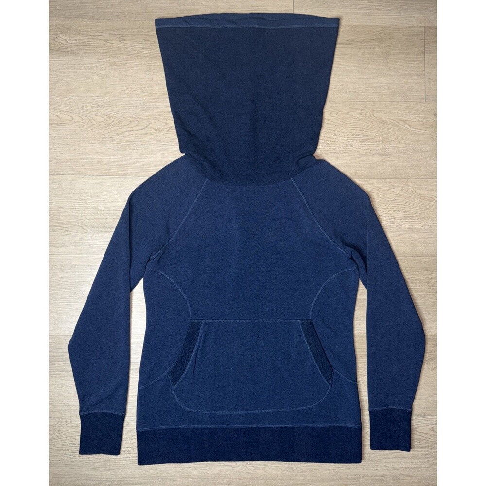 L.L. Bean Womens Fleece Cowl Neck Hoodie Sweatshirt Medium Blue Pullover Pocket